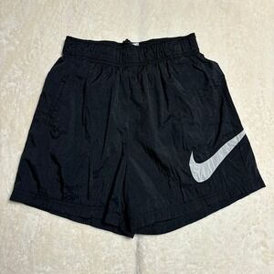 Nike Womens Sportswear Essential High Rise Woven Shorts Size Small Black Swoosh